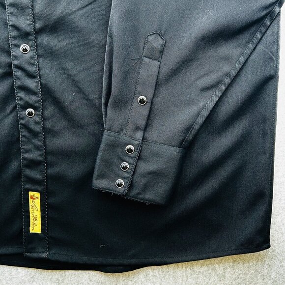 Larry Mahan Cowboy Collection Western Pearl Snap Shirt Size XL Black Embroidered - Picture 4 of 13
